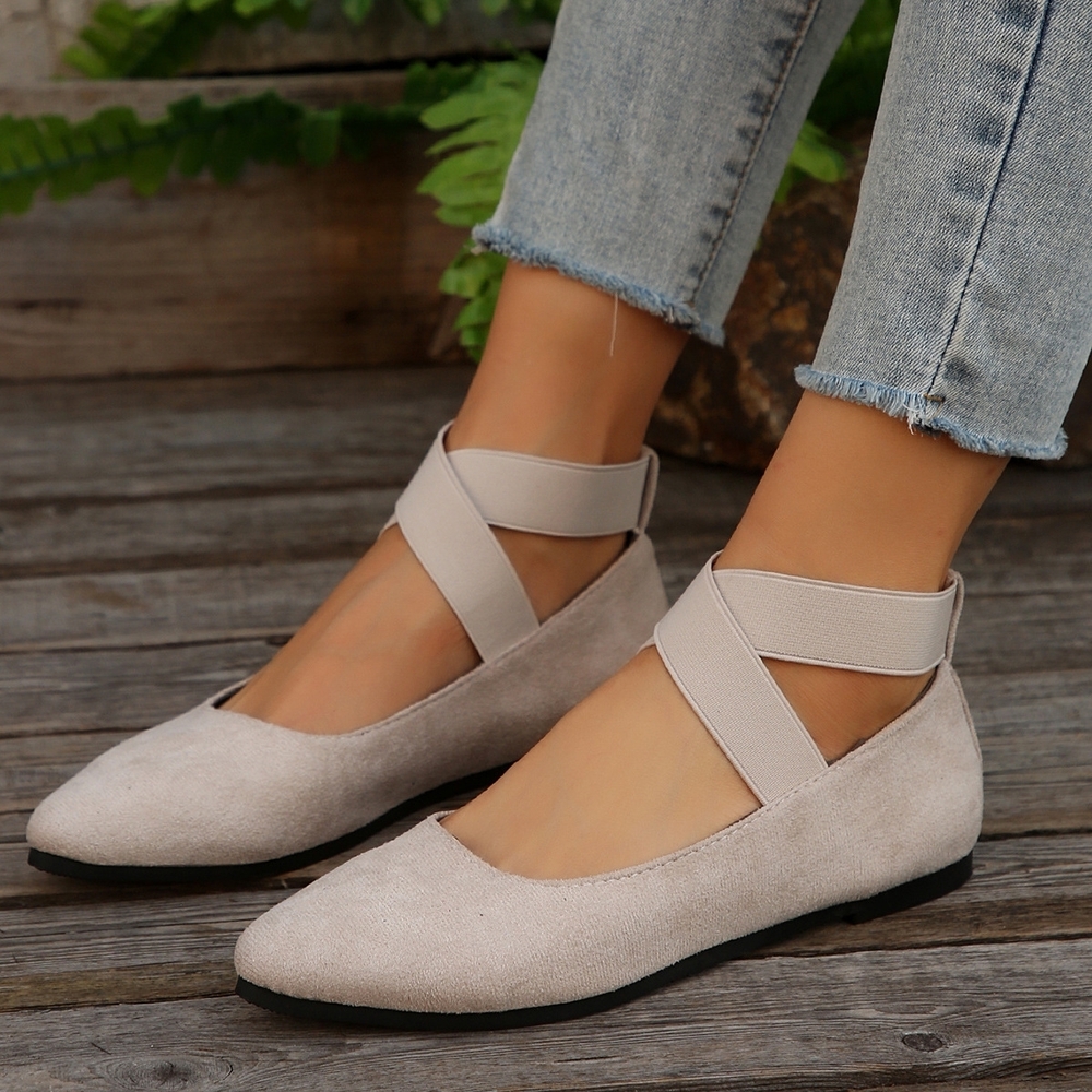 Chic Suede Crisscross Beige Women's Slip-On Flats  A Just Jen Fav!!